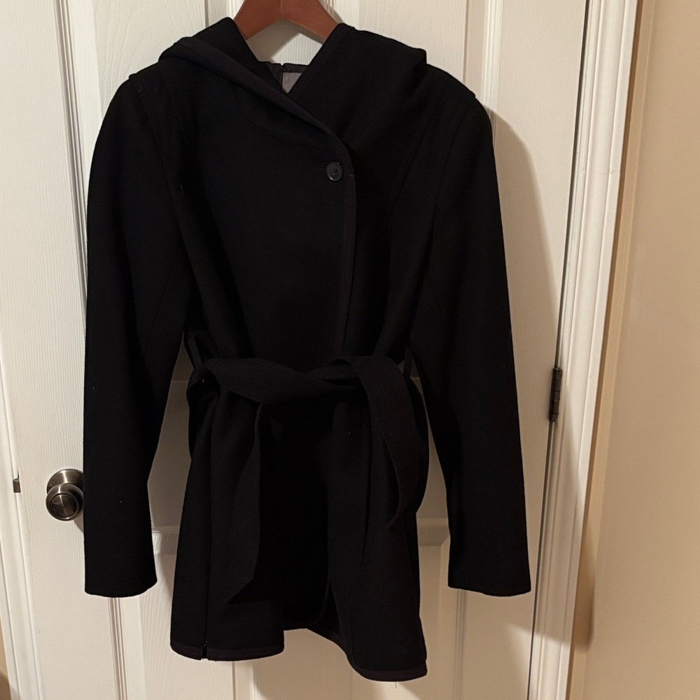 Thyme Maternity Black Trench Coat with Hood
